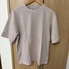 ユニクロ エアリズムコットンオーバーサイズTシャツ/5分袖 ライトグレー M