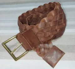 編み込みベルト ブラウン
