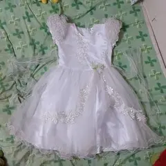 六歳半110cm120cmキッズドレスホワイトレンタルスタジオ貸衣装