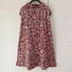 ✨美品✨ヨーガンレールモザイク柄フレンチ袖チュニックワンピース　定価35,200