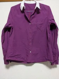 【SALE】紫 白襟 長袖シャツ