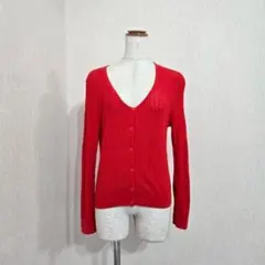 UNIQLO :C Vネックリブカーディガン レッド 赤（M）