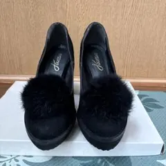 jouetie ファー付き厚底パンプス ブラックのサムネイル