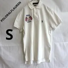 【希少】ポロラルフローレン ポロシャツ 星条旗刺繍 ホワイト カスタムフィットS
