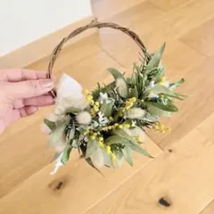 ✴︎春のドライフラワーリース✴︎ミモザ✴︎ハーフリース