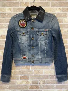 diesel レディース　襟レザー×デニムジャケット　XS