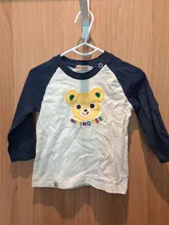ミキハウス クマ刺繍 長袖Tシャツ 70-80cm