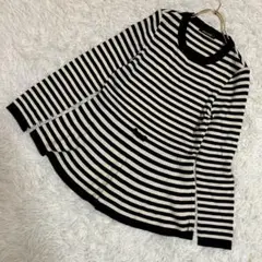 pierre cardin ペプラムニット アイボリー ブラック M ボーダー