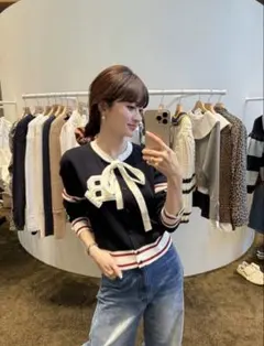 ✨新品未使用品✨Bibiy. B. CLUB TIE CARDIGAN ネイビー BIBIY. MADE | B. CLUB TIE CARDIGAN NAVY｜Bibiy.