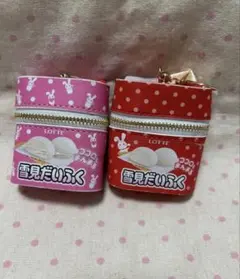 雪見だいふく スカーフ付チャームポーチ　赤 とピンク