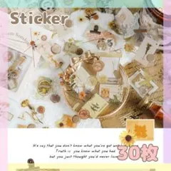 ☆30枚☆ 黄色 花 フラワー コラージュ PET シール S107