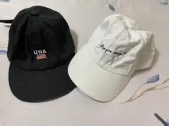 USAロゴとメッセージ刺繍のキャップ2点セット