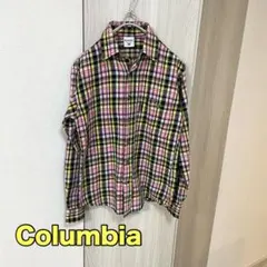 コロンビア チェック柄 長袖 ネルシャツ メンズS ピンク イエロー アウトドア