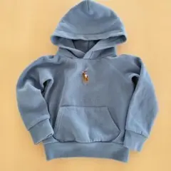 ポロ刺繍フード付きトレーナー 青