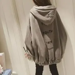 オーバーサイズ グレー パーカー L スウェット 韓国 ゆったり 大きめ