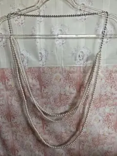 北欧 ヴィンテージ エアリー ロングネックレス アイボリー ビーズ 