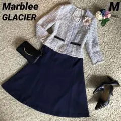 Marblee ツイードジャケット& GLACIERスカート紺　M