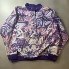 ヴィンテージ 花柄スウェットシャツ 紫 M