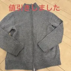 グレー ジッパー付き ハイネックニットのサムネイル