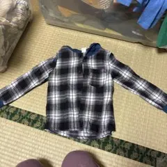 キッズ チェックシャツ パーカー 110 120 長袖 フード付き 男の子