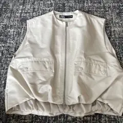 ZARA アイボリー ノースリーブジャケット