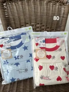 即購入可＊ユニクロ　長袖パジャマ80 新品未使用 2点セット　ハート&星