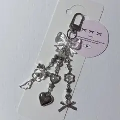 ビーズキーホルダー クリア ハート 花 リボン 韓国 y2k コレクトブック