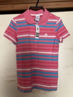 アディダス　ポロシャツ　ピンクボーダー　サイズM タグ付き adidas