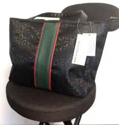 ユメックス　センターライン Gプリント トートバッグ 合皮 ポリエステル　黒