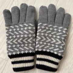新品タグなし未使用幾何学模様ウールニット手袋