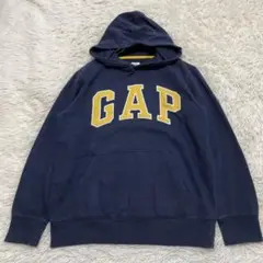 良品✨GAP ビッグロゴ 裏起毛パーカー 2XL 大きいサイズ プルオーバー 紺