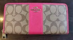 COACH コーチ長財布 財布　ピンク　ブラウン