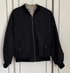 リバーシブル　MA-1 ブラック×チェック　L