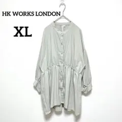 エイチケーワークス　バンドカラーシャツチュニック　XL　薄緑　長袖　1283のサムネイル
