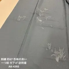 刺繍 裄67 色味の良い 一つ紋 付下げ 訪問着 正絹 AK-4393