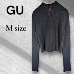 ✨️GU✨️リブハーフジップセーター M 黒 クロップド丈 Y2K トレンド