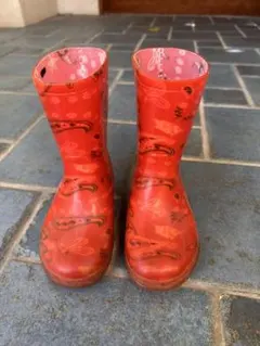 【値下げ】赤いペイズリー柄 キッズ長靴　15cm