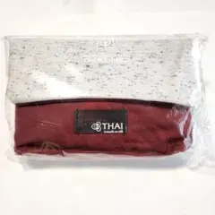 【未使用】 タイ航空フラップ式ポーチ VVON SUGUNNASIL 赤×グレー