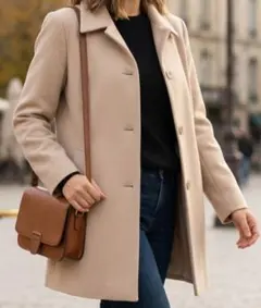 ​M-PREMIER 高級アンゴラ混 ウールコート 白 36 エムプルミエ