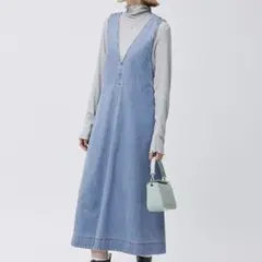 GU デニムジャンパードレス ブルー
