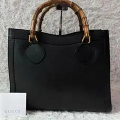 ✨極美品✨グッチ ハンドバッグ ダイアナ バンブー ゴールド金具 大容量 黒