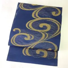 【名古屋帯】夏帯　洗える　紗　濃藍色　ネイビー　流水　薄物　盛夏　￼のサムネイル