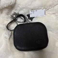 ラコステ　レザー　ショルダーバッグ　ブラック