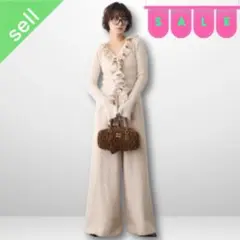 【SALE】フロントフリル美ラインニットセットアップ Frene同型 アイボリー