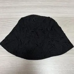 mamekurogouchi 刺繍バケットハット ブラック 58㎝ - メルカリ