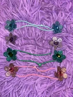 クレアーズカラフル花形ヘアゴム4個セット