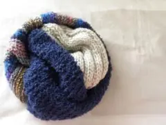 3色スヌード 青系グラデーション オフホワイト ファー