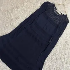 DIANE VON FURSTENBERG 長袖ワンピース ネイビー S