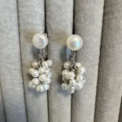 天然淡水パール　ぶどうモチーフ　イヤリング
