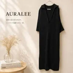 AURALEE コットン リブ スキッパーワンピース ブラックのサムネイル